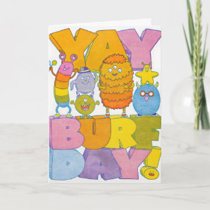Carte lettrepressée Yay Burfday Monsters