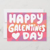 Carte Lettres bulles de Galentine rose Retro numérique (Devant)