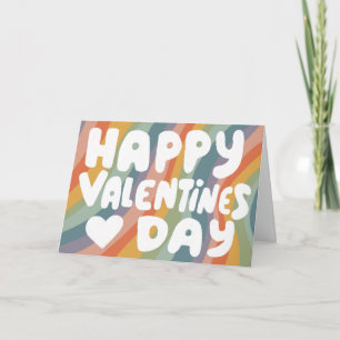 Carte Lettres bulles Valentine Muted Rainbow Stripes