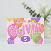 Carte lettres coupures roses cookies Olivia anniversaire (Debout devant)