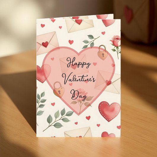 Carte Lettres d'amour romantiques Saint-Valentin coeurs