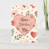 Carte Lettres d'amour romantiques Saint-Valentin coeurs (Devant)