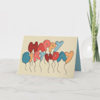 Lettres Doodle Balloon Tan et Bleu Anniversaire