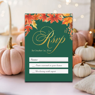Carte Lettres d'or Automne Floral Feuilles d'érable mari