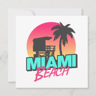 Carte Lettres Minimalistes Rétro de Miami Beach