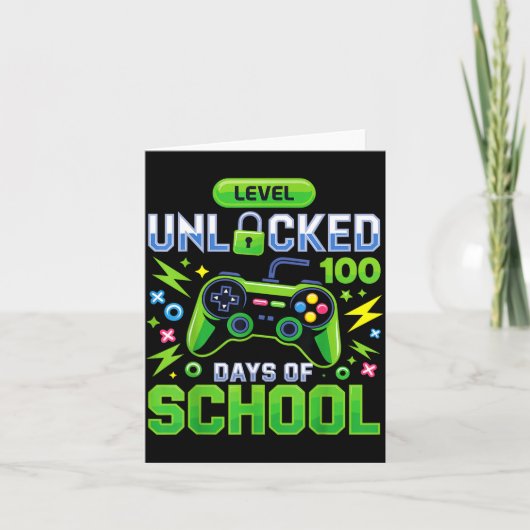 Carte Level 100 Days Of School Unlocked Funny Video Game (Devant)