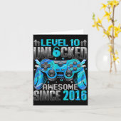 Carte Level 10 Unlocked Awesome Since 2016 10th Birthday (Fleur jaune)