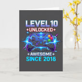 Carte Level 10 Unlocked Awesome Since 2016 10th Birthday (Fleur jaune)