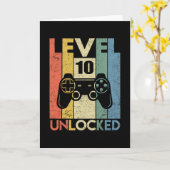 Carte Level 10 Unlocked Funny Video Gamer 10th Birthday (Fleur jaune)