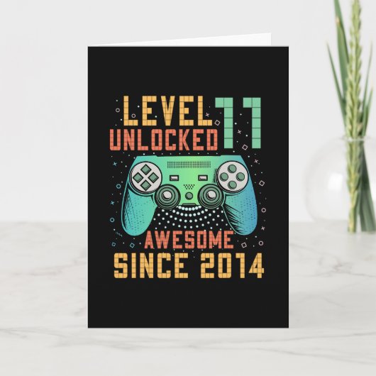 Carte Level 11 Unlocked 11th Birthday 11 Year Old Boy Gi (Devant)