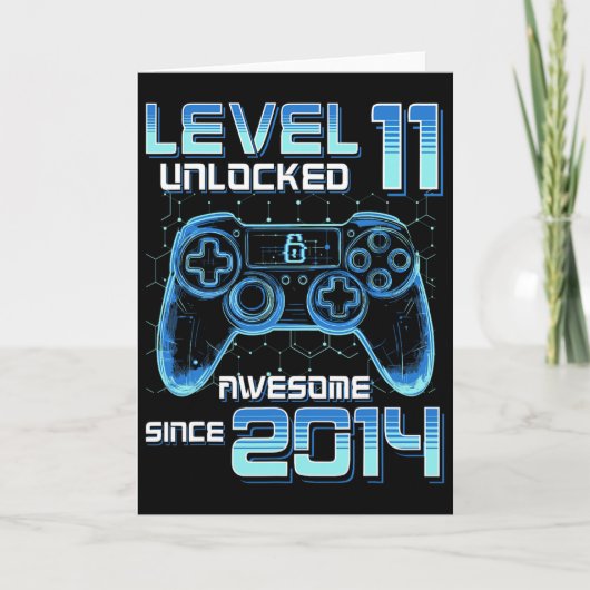 Carte Level 11 Unlocked Video Game Party 11th Birthday G (Devant)
