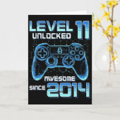 Carte Level 11 Unlocked Video Game Party 11th Birthday G (Fleur jaune)