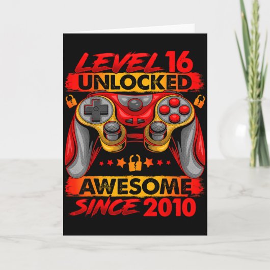 Carte Level 16 Unlocked 16 Year Old Boys 16th Birthday B (Devant)