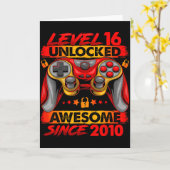 Carte Level 16 Unlocked 16 Year Old Boys 16th Birthday B (Fleur jaune)