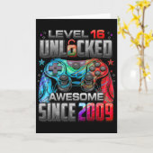 Carte Level 16 Unlocked Awesome Since 2009 16th Birthday (Fleur jaune)