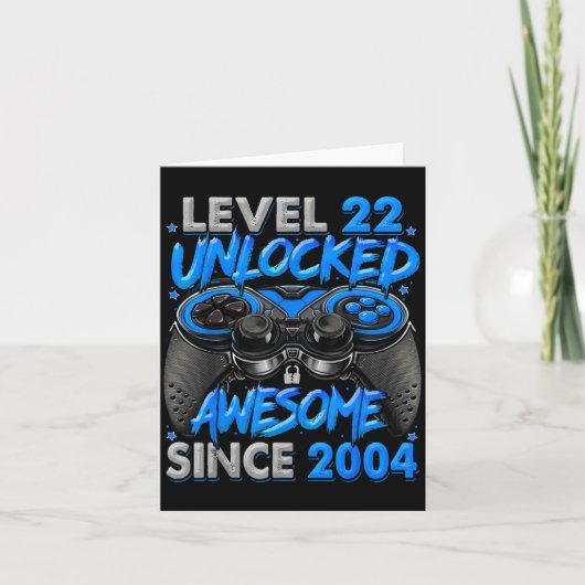 Carte Level 22 Unlocked Awesome Since 2004 22nd Birthday (Devant)