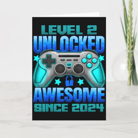 Carte Level 2 Unlocked 2 Year Old For Boys 2nd Birthday (Devant)