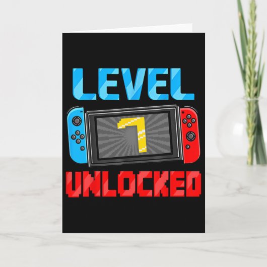Carte Level 7 Unlocked Gamer 7th Birthday Gift Video Gam (Devant)