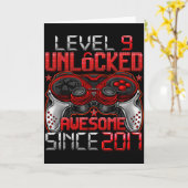 Carte Level 9 Unlocked 9 Year Old For Boys 9th Birthday  (Fleur jaune)