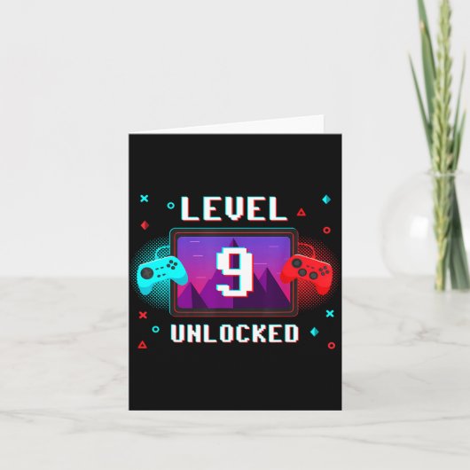 Carte Level 9 Unlocked Video Gamer Funny 9th Birthday Bo (Devant)