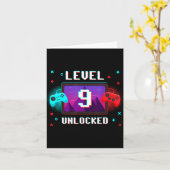 Carte Level 9 Unlocked Video Gamer Funny 9th Birthday Bo (Fleur jaune)