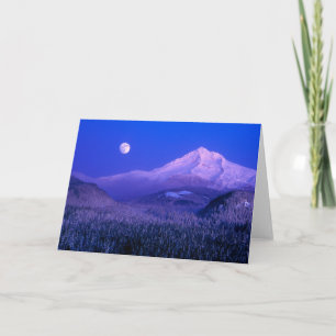 Carte Lever de lune sur le mont Hood Oregon en hiver