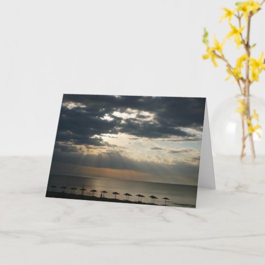 Carte Lever de soleil sur la plage en Grèce Paysage mari (Fleur jaune)