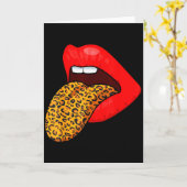 Carte Lèvres Rouges Imprimé Animal Léopard Langue Saint- (Fleur jaune)