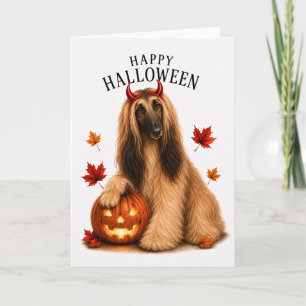Carte Lévrier Afghan Chien Diable d'Halloween