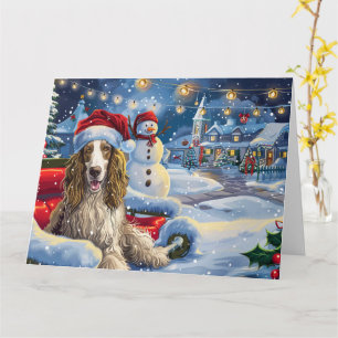 Carte Lévrier Afghan dans un traîneau Noël enneigé