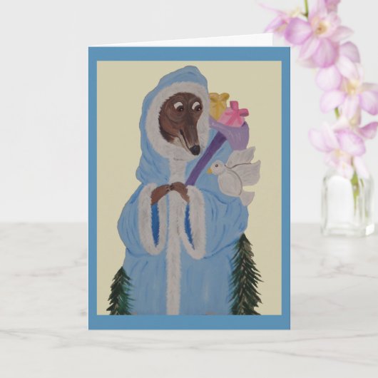 Carte Lévrier avec Colombe Blanche (Orchidée)