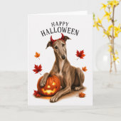 Carte Lévrier Halloween Diable Chien (Fleur jaune)