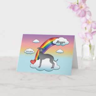 Carte Lévrier Italien Bleu Mignon Chien Arc-en-Ciel Mémo