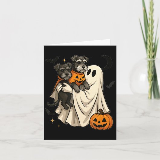 Carte Lévrier nain fantôme Halloween (Devant)