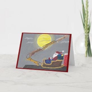 Carte Lévrier tirant le traîneau du Père Noël