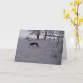 Carte lévriers dans la neige (Fleur jaune)