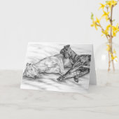 Carte Lévriers faisants une sieste dessinant par le (Fleur jaune)