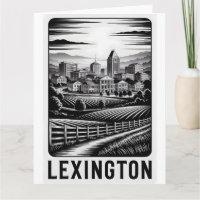 Lexington Kentucky Skyline Noir Blanc Gravure sur