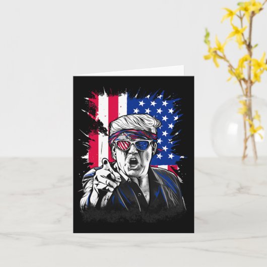 Carte L'expression faciale intense du drapeau américain (Fleur jaune)