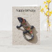 Carte lézard d'anniversaire (Fleur jaune)