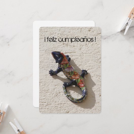 Carte lézard d'anniversaire (Devant/Arrière en situation)