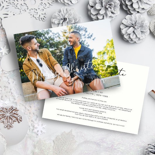 Carte LGBT Minimalist Mr & Mr Christmas Couple Wedding