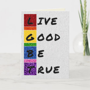 Carte LGBT Parties scintillant Live Good Be True Card