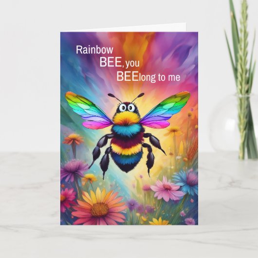 Carte LGBTQ Love Rainbow Bee You BEElong to Me (Devant)