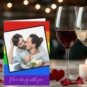 Carte LGBTQ Valentines Jour Couple Photo Custom Arc-en-c