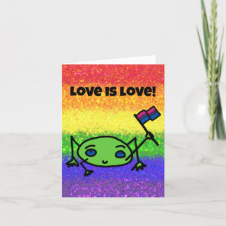 Carte LGBTQIA  Love is Love Drapeau Bisexuel avec 