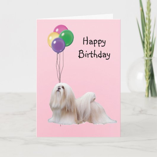 Carte Lhasa Apso, ballons d'anniversaire (Devant)