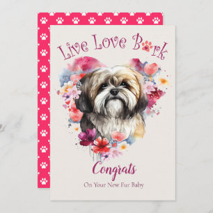 Carte Lhasa Apso Chien Maman Adoption Florale