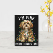 Carte Lhasa Apso Christmas I'm Fine Everything Is Fine  (Fleur jaune)