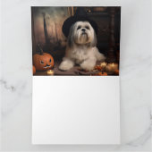 Carte Lhasa Apso Citrouille Halloween effrayant (Intérieur)